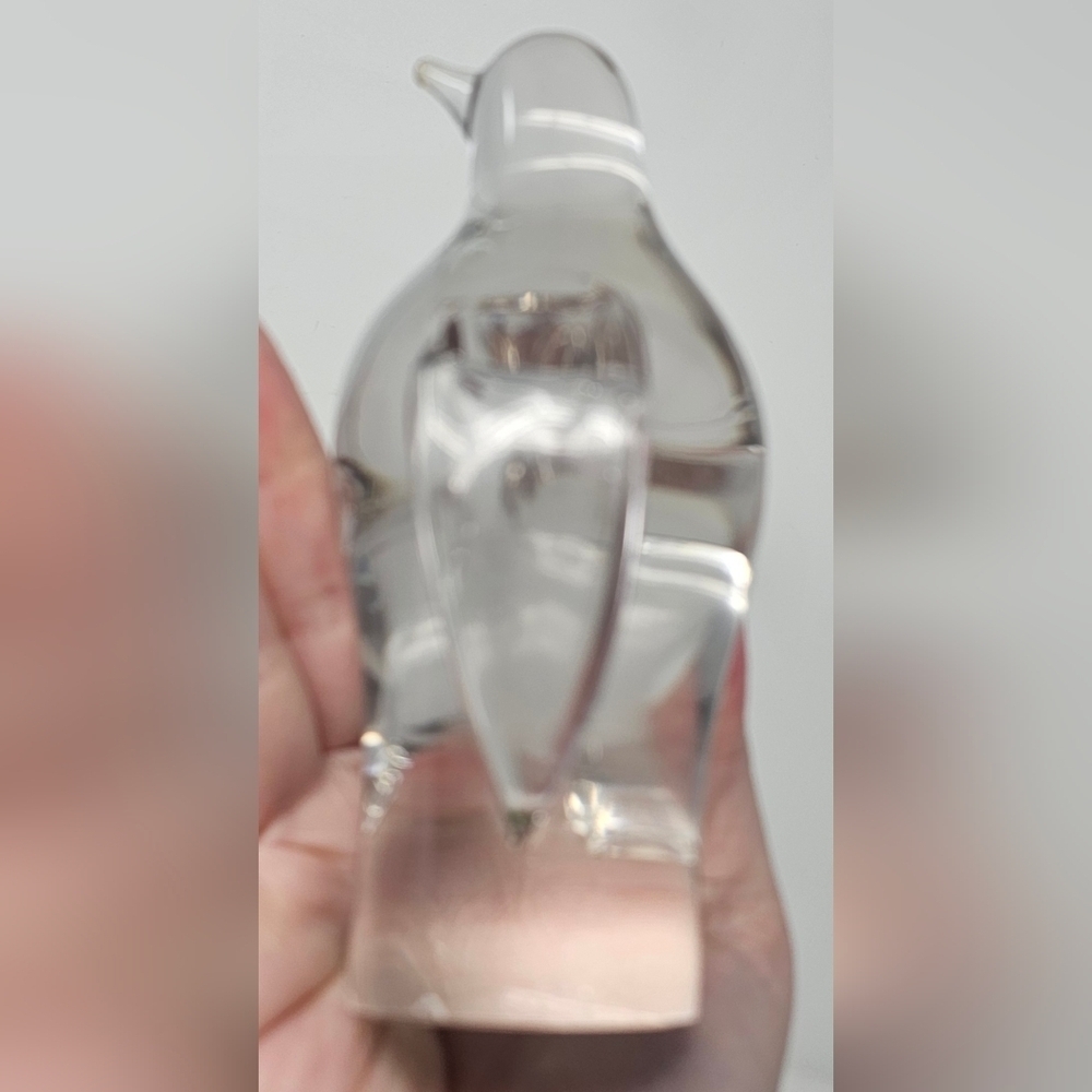 Vintage 1974 Penguin Crystal Art Glass Hand-Blown Figurine Paperweight Clear 6" - Picture 5 of 11